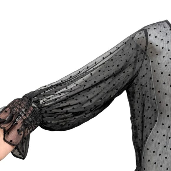 NWT SANS SOUCI Draped in Love Polka Dot Sheer Top M - Picture 4 of 8